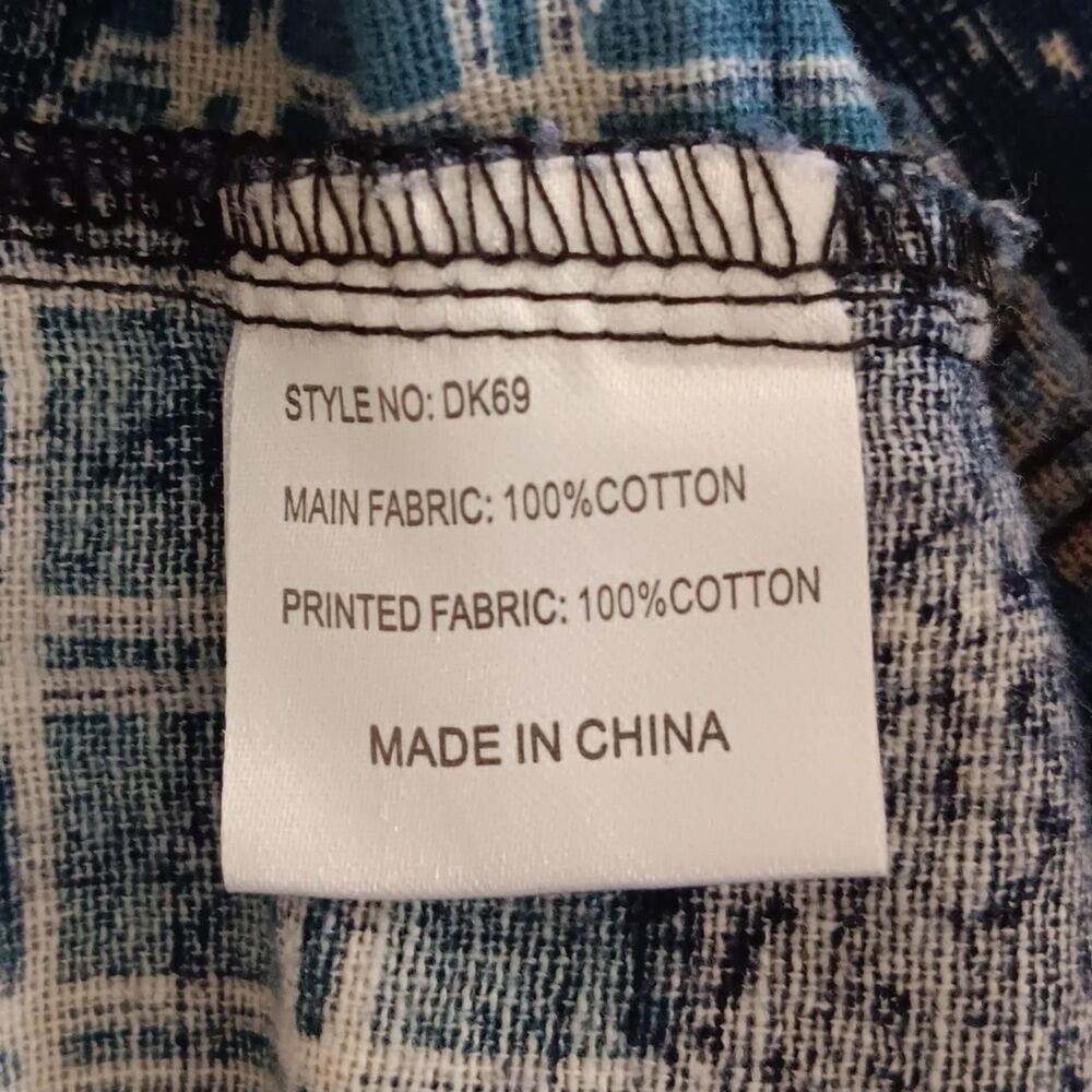 Patchwork Print Harem Pants Medium Men Blue Multi… - image 8